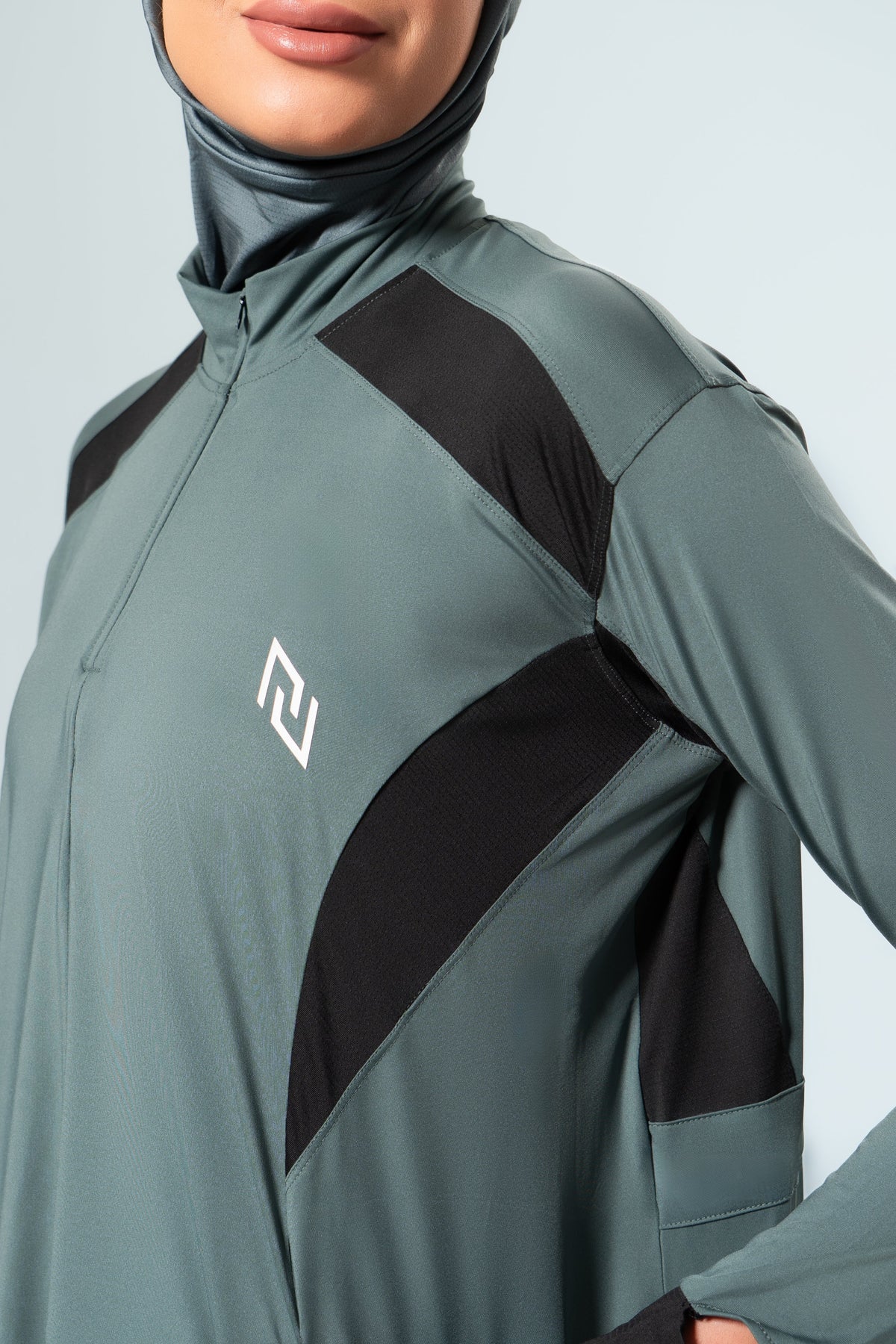 MomentumAir™ Longline Modest Workout Top — Deep Sage