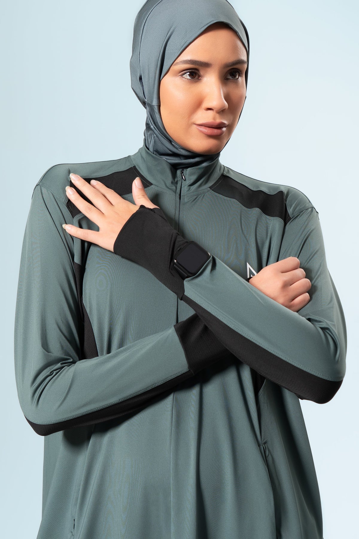 MomentumAir™ Longline Modest Workout Top — Deep Sage