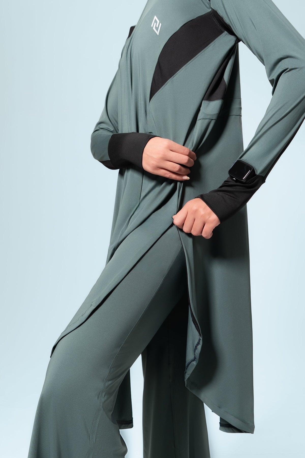MomentumAir™ Longline Modest Workout Top — Deep Sage