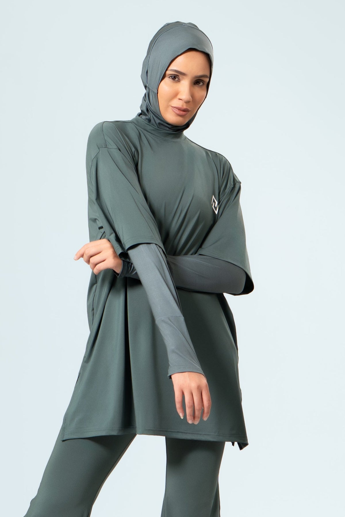 Essential Modest Workout Top — Deep Sage