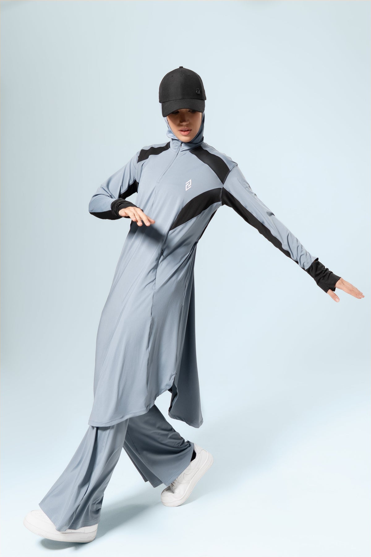 MomentumAir™ Longline Modest Workout Top — Stone