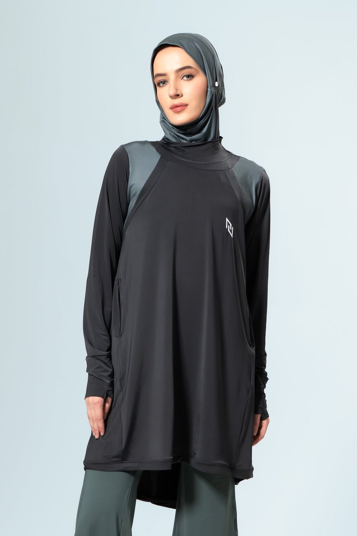 MomentumAir™ Long Sleeve Modest Workout Top — Grey