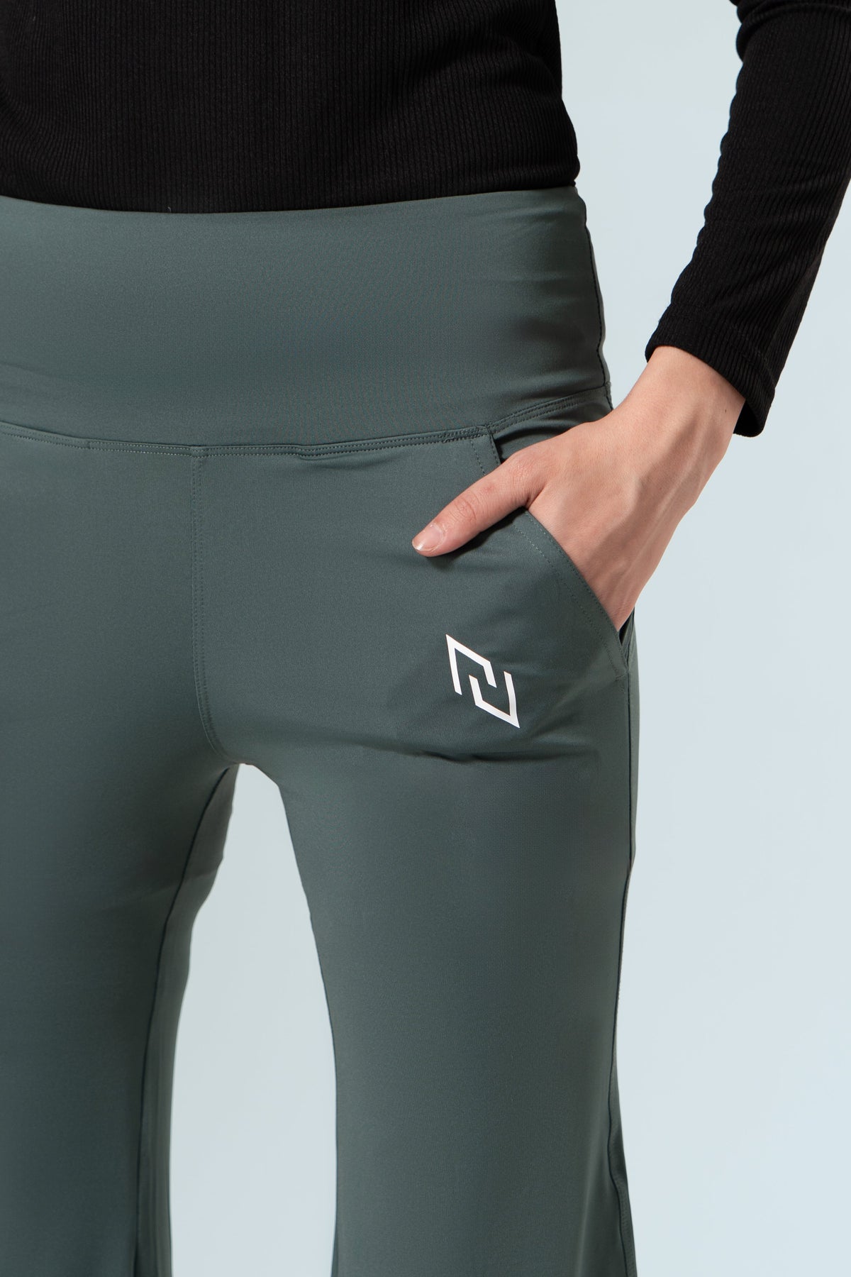 Essential Flared Modest Leggings — Deep Sage