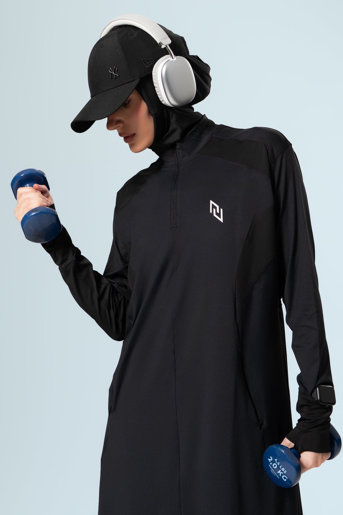 MomentumAir™ Longline Modest Workout Top — Black