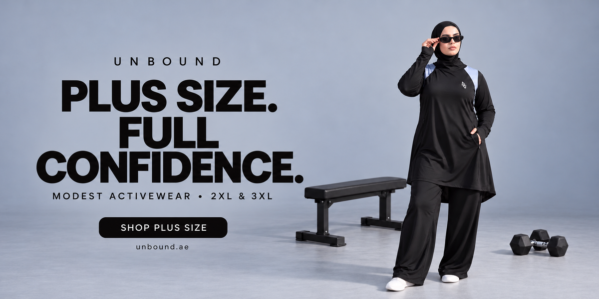 Plus size. Full confidence. Modest activewear in 2XL and 3XL.